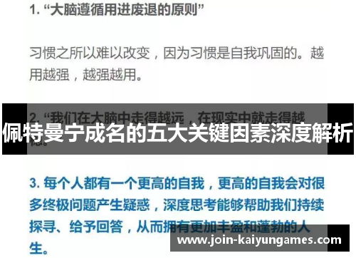 佩特曼宁成名的五大关键因素深度解析